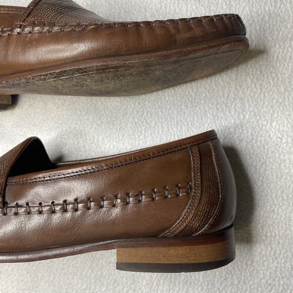 Florsheim Bio Comfort 12046 Men’s 11.5 D Brown Lizard Grain Leather Loafers Vtg main image 8